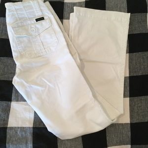 Anthropologie White Sanctuary “peace” pants